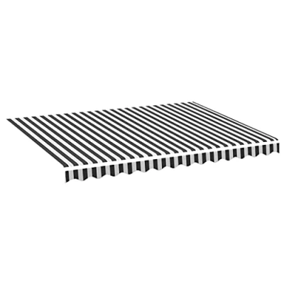 Imagen de vidaXL Tela de Repuesto para Toldo Parte Superior Dosel Lona Recambio Jardín Patio Terraza Balcón Parasol Refugio Gris Antracita y Blanco 3,5x2,5 m