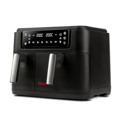 Imagen de Girmi FG26 Freidora de aire Ecofrit Bis, 2400 W, 9 litros, contenedores antiadherentes, pantalla digital, sin BPA PFOA, 2 zonas cocción separadas, incluye libro recetas, negro