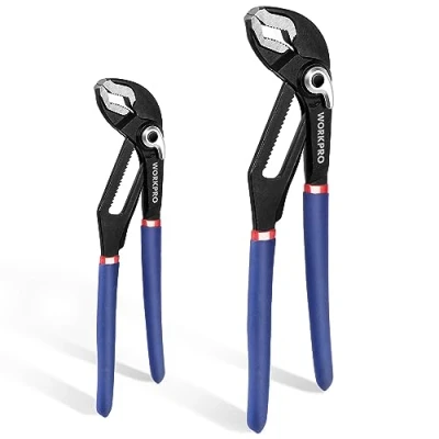 Imagen de WORKPRO 2 piezas Alicates Extensible, Alicate de Pico Loro con Ranura Curvada, Liberación Rápida