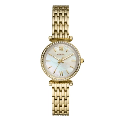 Imagen de Fossil Carlie Reloj para mujer, movimiento de cuarzo con correa acero o piel, Tono Oro, 28MM
