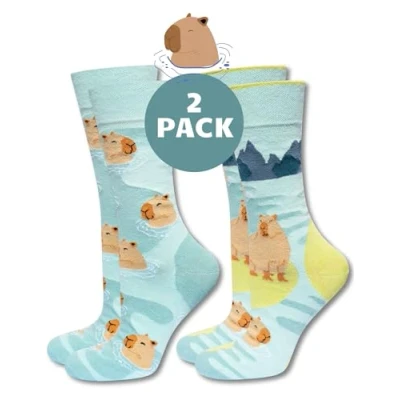 Imagen de soxo Carpincho Calcetines Mujer Divertidos Regalos Para Hombre Originales Regalo Colores Capybara 35 40 Bañera 2 Pares