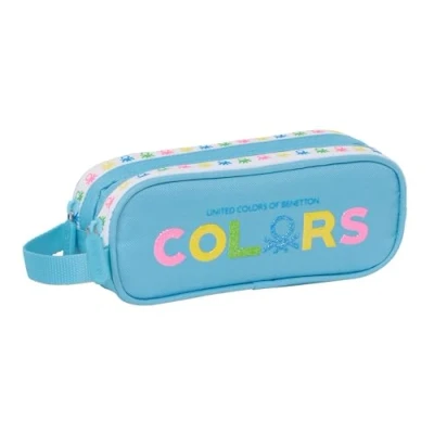 Imagen de BENETTON SPRING Portatodo Doble Niño, Estuche Infantil, Ideal para Niños en Edad Escolar, Cómodo y Versátil, Calidad Resistencia, 21x6x8 cm, Color Celeste