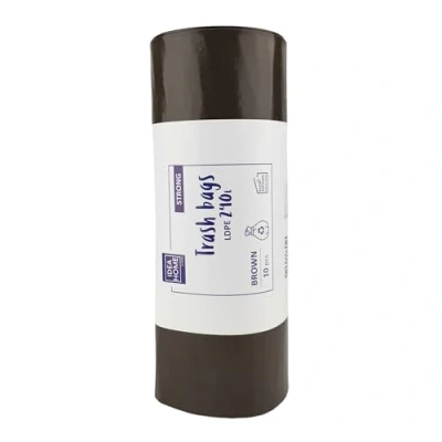 Imagen de IDEA HOME 10 Unidades Bolsas de Basura LDPE para Reciclar Extra Resistentes Separación Residuos, Fuerte, 240L, Marrón