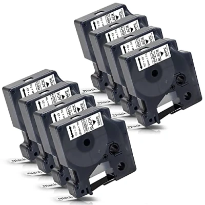 Imagen de 8x Labelwell Compatible Dymo D1 45013 45013s Cintas de Etiquetas S0720530 12mm x 7m Negro sobre Blanco para LabelManager 160 150 280 200 210D 360D 420P Labelwriter 450 Duo Labelpoint 250