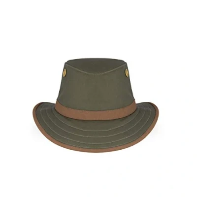 Imagen de Tilley Twc7 Outback Gorro de algodón Encerado Sombrero, Verde con Ribete marrón, 7 3/8 Unisex Adulto