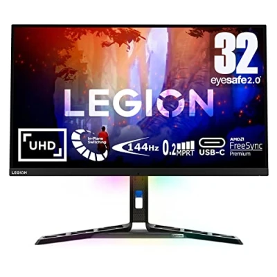 Imagen de Lenovo Legion Y32p 30 Monitor Gaming 31.5&quot; 4K UHD con EyeSafe (IPS, 144 Hz, 0.2ms, HDMI DP USB C + Cables, FreeSync Premium, HDR400, Altavoces) Ajuste de Inclinación/Elevación/Rotación Negro