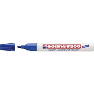 Imagen de edding 8300 marcador permanente industrial azul x10 punta redonda de 1,5 3 mm para marcar manera superficies ligeramente aceitosas y con polvo