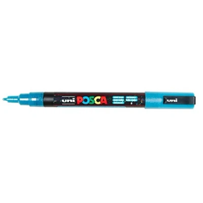 Imagen de uni ball 186586 marcador POSCA con punta redonda fina, azul claro brillante