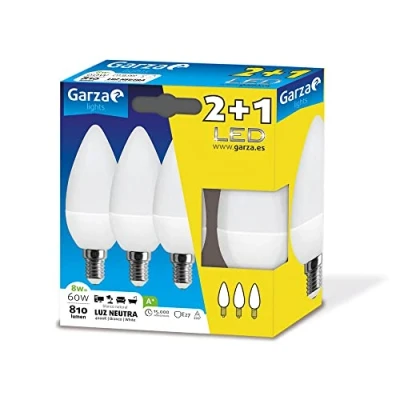 Imagen de Bombilla vela LED E14 8W 810m 4000K Pack 2+1