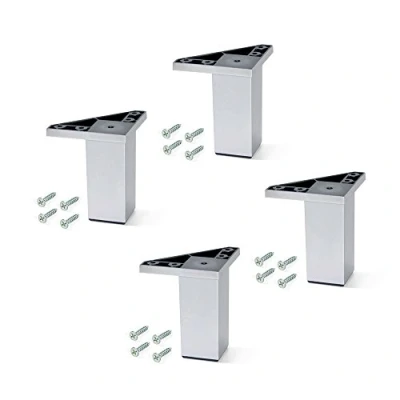 Imagen de EMUCA pies para Muebles de plástico Gris Metalizado, Patas Mueble, Lote 4 Altura 100mm con Tornillos Montaje