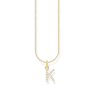 Imagen de THOMAS SABO Collar de plata chapada en oro con circonitas y letra K KE2250 414 14