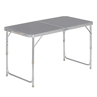 Imagen de WOLTU Mesa de Camping Plegable Jardín Trabajo Balcón Altura Regulable Aluminio MDF Gris CPT8122gr