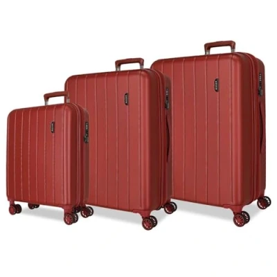 Imagen de Movom Wood Juego de Maletas Rojo 55/65/75 cms Rígida ABS Cierre TSA 217L 11,3 kgs 4 Ruedas Dobles Equipaje Mano