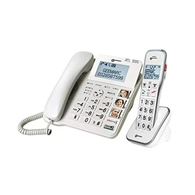 Imagen de Geemarc Amplidect 595 Combi Teléfono con Cable Amplificado y Auricular Adicional Contestador, Botones Grandes Función SOS para Personas Mayores Pérdida Auditiva Moderada o Severa