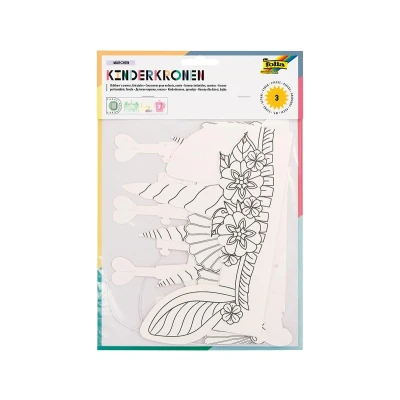 Imagen de folia Juego de 3 Sombreros cartón para niños, diseño Cuento Hadas, Color Blanco, carbón (23307)