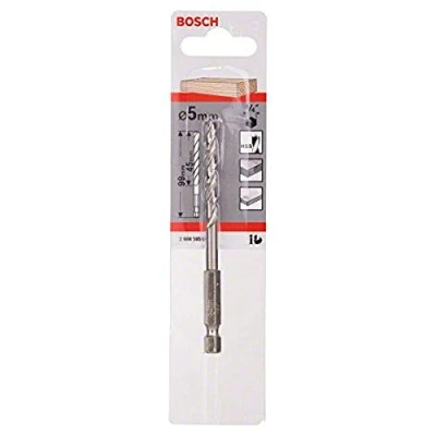 Imagen de Bosch 2 608 595 521 Broca helicoidal para madera, vástago hexagonal de 1/4&quot; (5 x 52 99 mm)
