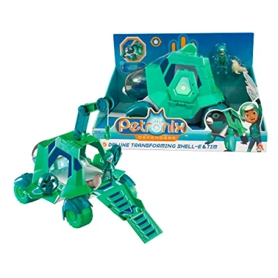 Imagen de Petronix Deluxe Transforming Shell E &amp; Tim, figura y muñeco de mascota transformable en vehículo, tortuguita Tim la serie dibujos animados, niños niñas desde 3 años, Famosa (PET04200)