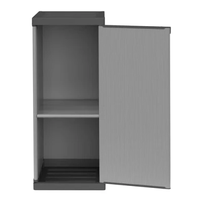 Imagen de Mongardi W2016 Armario de Resina PVC y PP, 1 Puerta, Estante, fácil Montar, Modular System, Resistente, Apto para ambientes Interiores Exteriores, 34 x 40 85 cm, Negro Gris, Unica