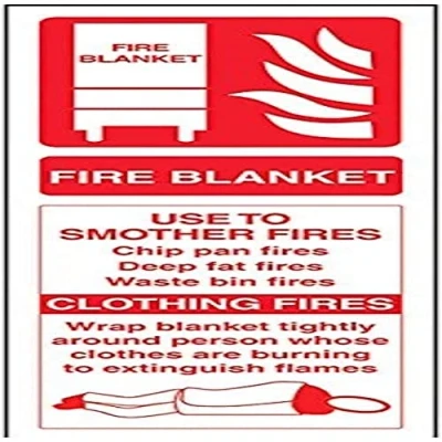 Imagen de VSafety Fire Blanket Señal para extintor de incendios, 100 mm x 280 mm, vinilo autoadhesivo