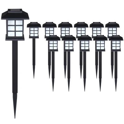 Imagen de Deuba® 12x Luces Solares LED para Jardín con Sensor Lámparas Antorchas Negro Protección IPP Luz Solar