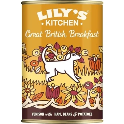 Imagen de Lily&#039;s Kitchen Fabricado con ingredientes naturales lata de alimento húmedo para perros adultos almuerzo británico 400 g