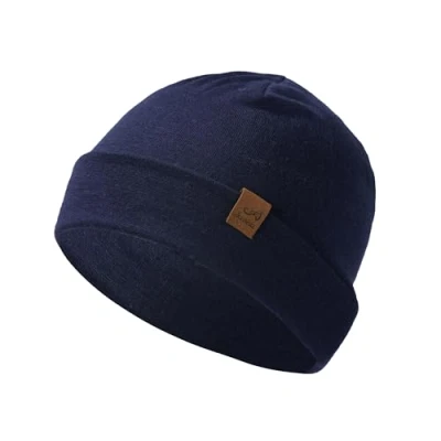 Imagen de ACUSHLA gorro de lana merino 100 % para hombre y mujer, invierno punto, unisex, reloj clima frío, Azul marino, talla única