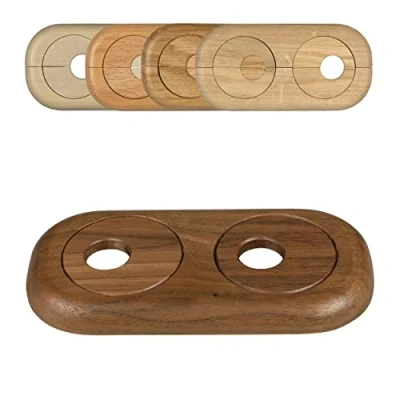 Imagen de Roseta doble para tuberias de calefaccion, distancia variable entre tubos, diferentes maderas y tamaños, embellecedor, cubre tubos radiador, tapa (22mm, nogal)