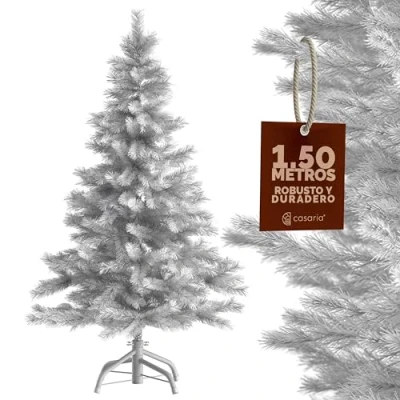 Imagen de CASARIA® Árbol de Navidad Artificial 150cm Ramas Efecto Nieve Piñas con Soporte 310 Puntas Pino Decoración
