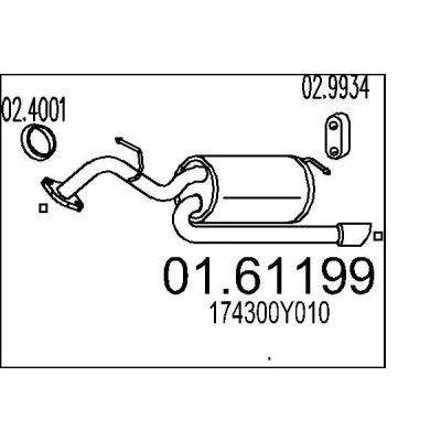 Imagen de MTS 01.61199 Silenciador trasero 880 TOYOTA: Yaris II Hatchback