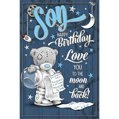 Imagen de Me to You ASM01109 Tarjeta de cumpleaños para hijo con luna y espalda, mezclada, tamaño: 6 x 9 pulgadas