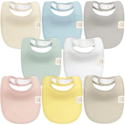 Imagen de Paquete de 8 baberos orgánicos para niña y niño algodón bebés, la dentición, Suaves absorbentes, Lavables recién nacidos niños pequeños (Dawn)