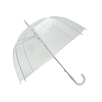 Imagen de SMATI Paraguas Burbuja Transparente Largo Clásico y básico ; Apertura automática Diámetro=85cm de mujer Color del borde blanco; en forma cúpula; Matrimonio