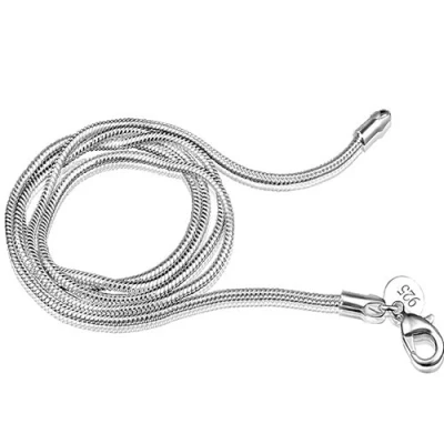 Imagen de Washranp Collar de plata ley 925 2 mm con cierre mosquetón, Cadena, diseño simple para mujer, 45,7 cm