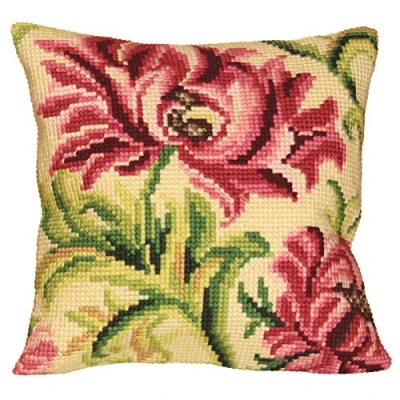 Imagen de Collection D&#039;Art Embroidery Kits Cojín de Punto Cruz: Rosa Salvaje (Izquierda), Lona Acrílico, 40 x cm