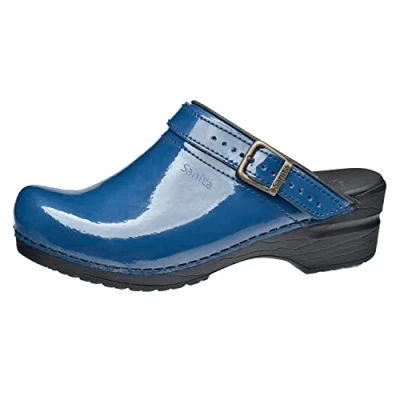 Imagen de Sanita Freya Zuecos Abiertos Producto Artesanal Original para Mujer Plantilla de Forma anatómica con Espuma Blanda Correa talón Ajustable Azul 38 EU