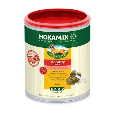 Imagen de GRAU El Original HOKAMIX30 Mobility Joint Powder, Mezcla de Hierbas Naturales para Problemas articulares, Paquete Individual (1 x 350 g), alimento complementario Perros