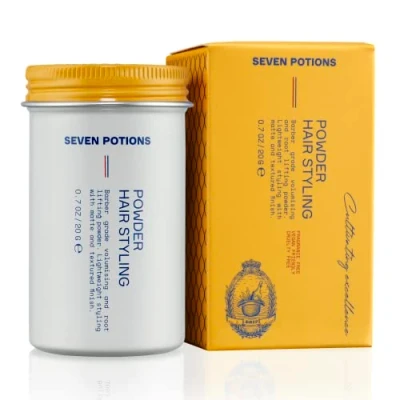 Imagen de Seven Potions polvo de peinado para hombres 20 g: levantar raíces, volumen y textura, fijación flexible, aspecto natural todo tipo cabello, vegano, libre crueldad animal