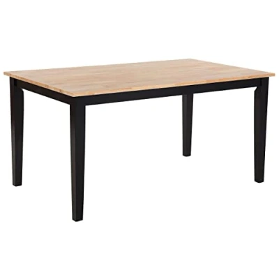 Imagen de Beliani Mesa de Comedor Madera Clara 74 x 120 75 cm con Patas Negras Houston
