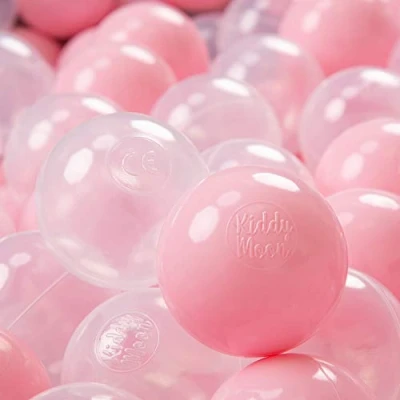 Imagen de KiddyMoon 700 ∅ 7Cm Bolas Colores De Plástico para Piscina Niños, Rosa Claro/Transparente