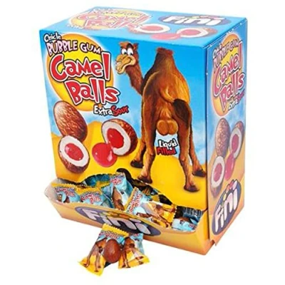 Imagen de Fini Chicle Bubble Gum Camel Balls Líquido Sour Extra Lleno Caja 200.