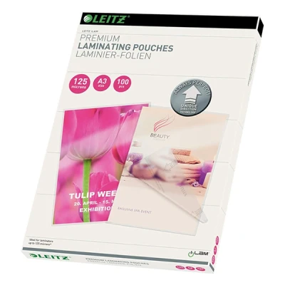 Imagen de Leitz Bolsas de plastificación, Brillante, Transparente, A3, UDT, plastificación hechas material 125 micras grosor, pack 100 unidades, 74880000