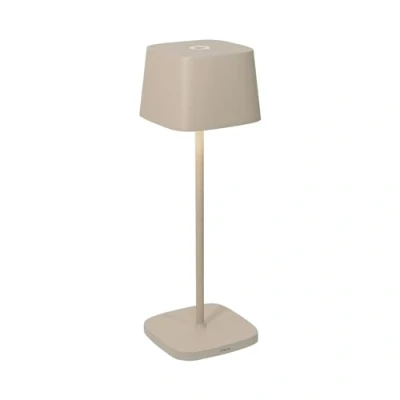 Imagen de Zafferano, Lámpara Ofelia, de Mesa Recargable e Inalámbrica con Control Táctil, También Adecuada como Exterior, Atenuador, 2200 3000 K, Altura 29 cm, Color Arena