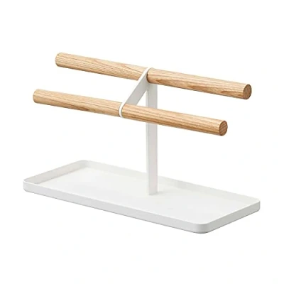 Imagen de YAMAZAKI 5170 TOSCA Organizador de relojes y accesorios, blanco, Acero/Madera, minimalista, 24 x 10.5 13.5 cm