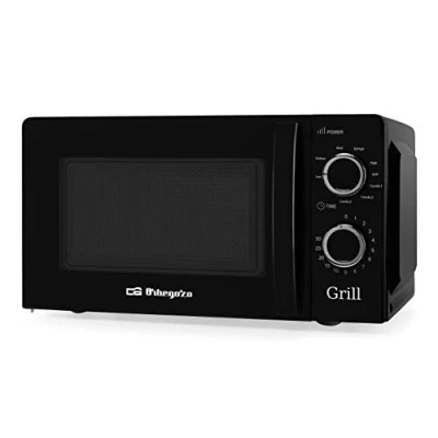Imagen de Orbegozo MIG 2131 Microondas con Grill 20 litros de Capacidad, 5 Niveles Funcionamiento y 3 Funciones combinadas, Temporizador hasta 30 Minutos, 700 900 W, 3600 Acero, Negro