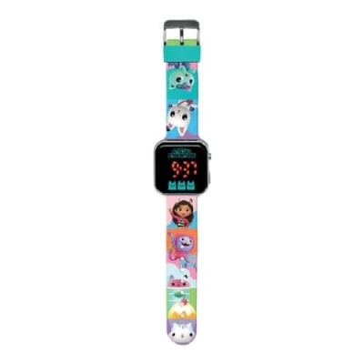 Imagen de Kids Licensing Reloj LED GABBY&#039;S DOLLHOUSE, Infantil, Batería Duradera, Funciones Completas, Correa Ajustable, Diseño Original, Cuadrado, Niña, Perfecto para Regalo.