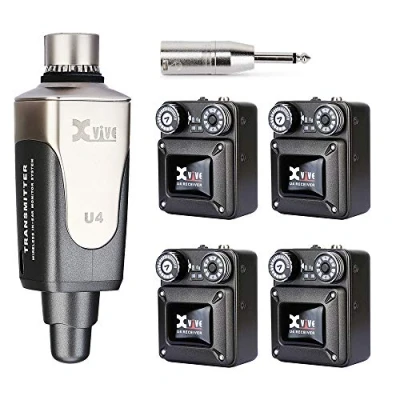 Imagen de Xvive U4R4 Wireless in Ear Monitor, Sistema inalámbrico Profesional para monitorización de Auriculares Ear, Compuesto por 1 emisor y 4 Receptor