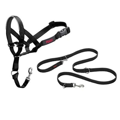 Imagen de Halti Collar de Cabeza Talla 4, Correa Entrenamiento Black &amp; tamaño Grande, Paquete Combinado Negro Evita Que tu Perro Tire la Correa. Ajustable, Ligero con Banda Nasal Acolchada.