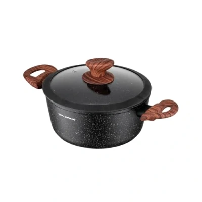 Imagen de FLORINA MASTER BLACK Cacerola de aluminio 24 cm 4L Revestimiento antiadherente Para todo tipo placas, incluida inducción Asas ergonómicas soft touch