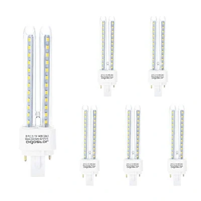 Imagen de Aigostar Pack de 5 Bombillas LED PLC 2U, tubo 11 W Maiz G24d 3, 2 Pines, Luz fría 6500K, 1070Lm, No regulable