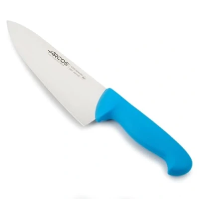 Imagen de Arcos Cuchillo Chef con Hoja Acero Inoxidable Nitrum 200 mm. cocina profesional multipropósito. Mango ergonómico polipropileno. Serie 2900. Color azul.